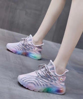 Rosa Sportschuhe mit Schnürung und atmungsaktivem Mesh-Plateau